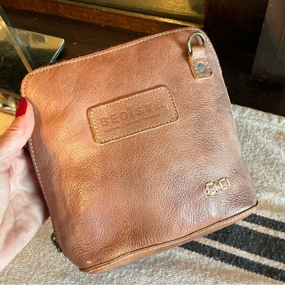 NWOT Bed Stu Leather Ventura Crossbody Bag Tan Rustic Mason Retail $155 - Picture 3 of 14